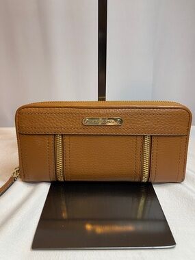 Michael Kors Moxley Brown Leather Zip Wallet